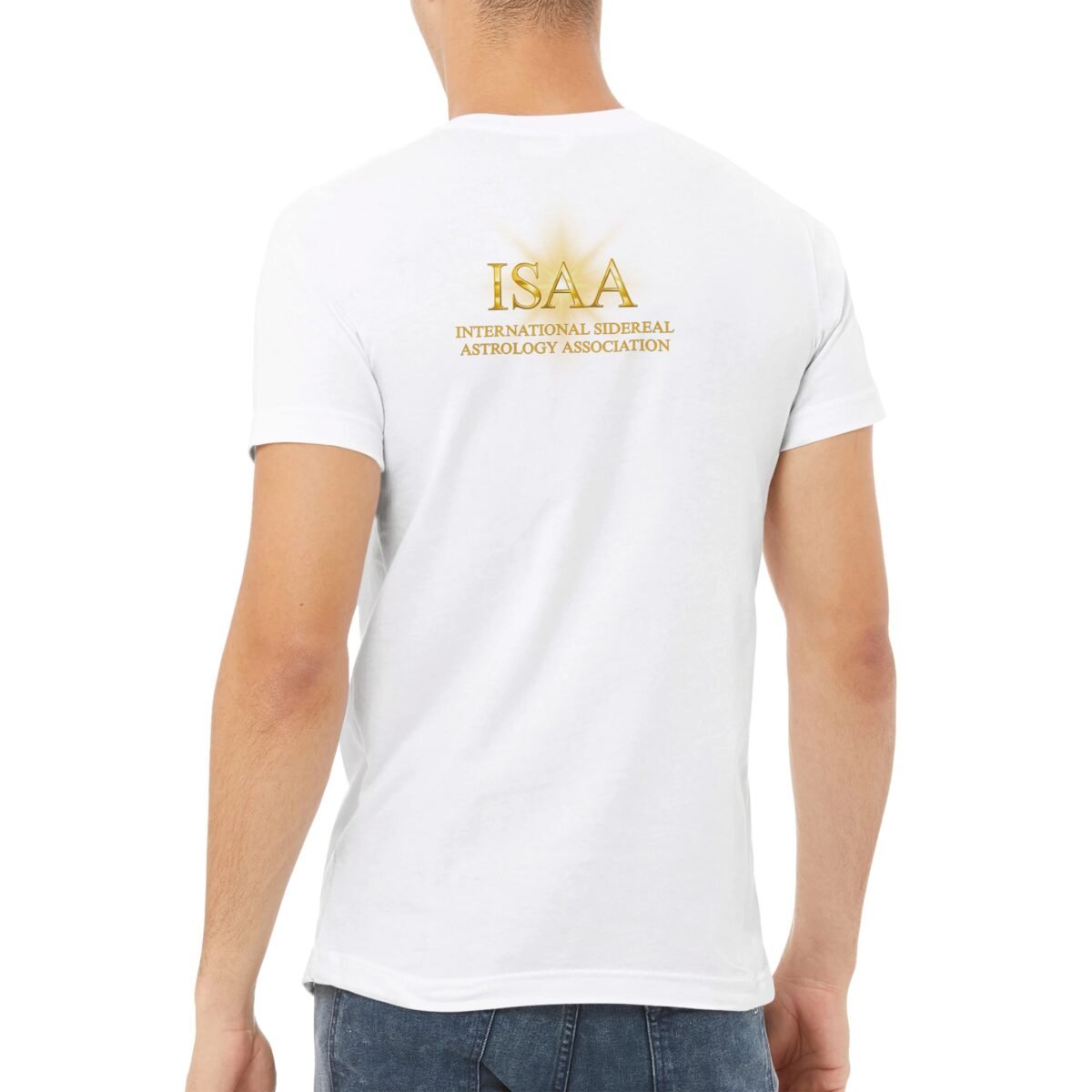 ISAA Premium Unisex V-Neck T-shirt - White (Back)