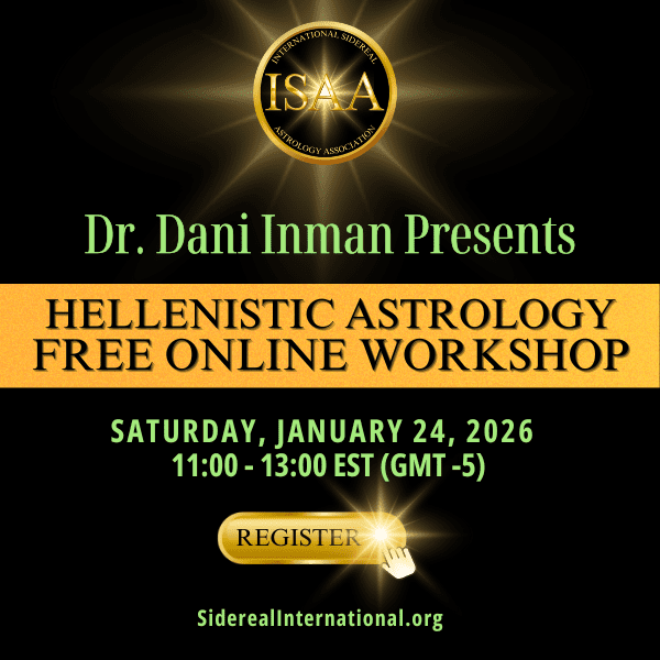 Hellenistic Astrology Workshop with Dr. Dani Inman ISAA International Sidereal Astrology Association